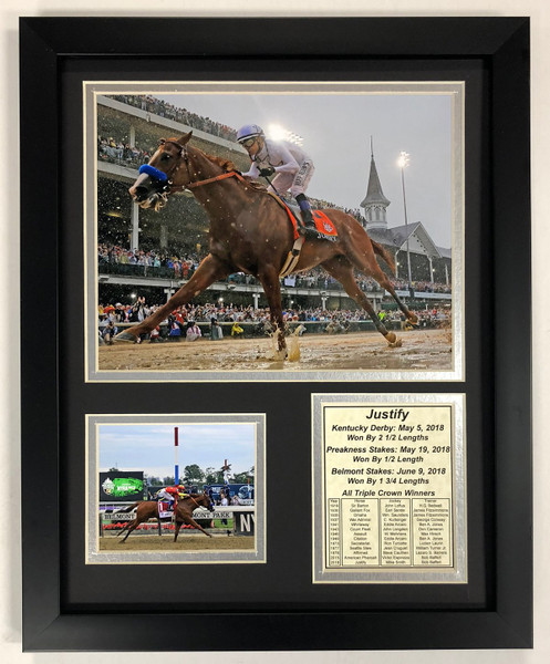 Legends Never Die Justify - 2018 Triple Crown Winner - Framed 12"x15" Double Matted Photos Legends Never Die Justify - 2018 Triple Crown Winner - Framed 12"x15" Double Matted Photos