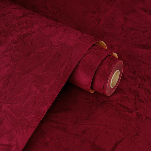 WESTICK Red Velvet Wallpaper Peel and Stick Flocking Fabric Wallpaper for Bedroom Walls Self Adhesive Felt Velvet Contact Paper Felt Drawer Liner for Jewelry Box Christmas Crafts 15.8"x80"