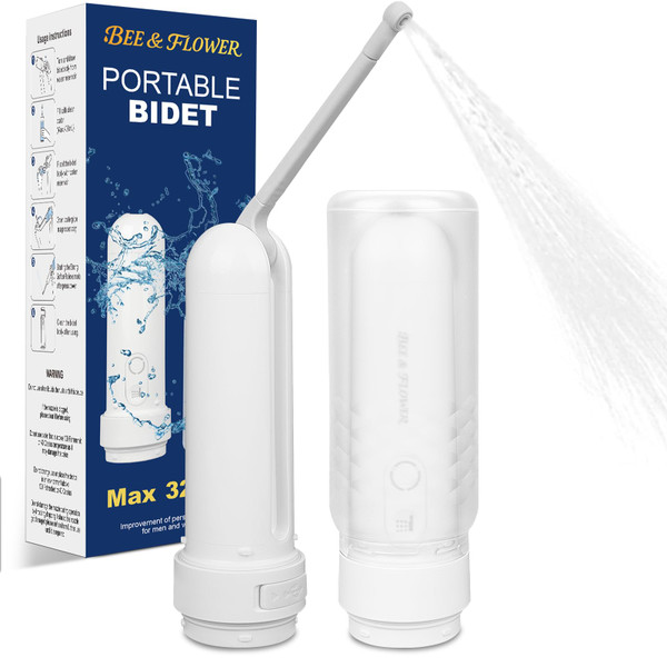 Portable Bidet for Travel - 320ml Rechargeable Handheld Travel Bidet with 800mAh Battery | IPX7 Waterproof Toilet Sprayer | Personal Hygiene Sprayer for Women & Men | Compact for Postpartum Care
