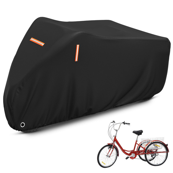 OVCRNIBI Adult Tricycle Cover Electric Tricycle Cover,Outdoor Waterproof and Dustproof Storage Bicycle Cover,Heavy Duty Oxford Cloth Tricycle Cover,Black
