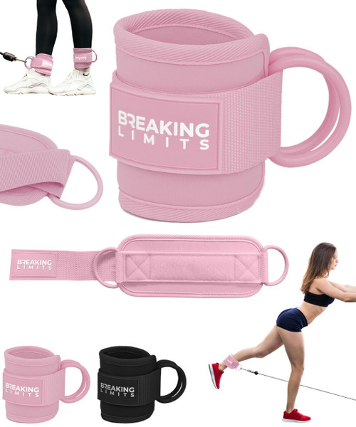 Pink Ankle Straps for Cable Machines Women - Cable Kick Back Ankle Cuffs for Cable Machine - Ankle Bands for Working Out - Tobilleras para Mujer Gym - Leg Cuffs for Gym Cable - Poleas para Gym