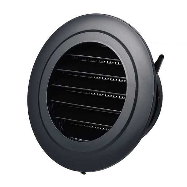 4 Inch Soffit Vent with Built-in Mesh Screen, Black Round Soffit Exhaust Vent Cover ABS Louver Grille Flat Ducting Air Outlet Vents Cover for Kitchen, Bathroom, Garage, Office and Warehouse