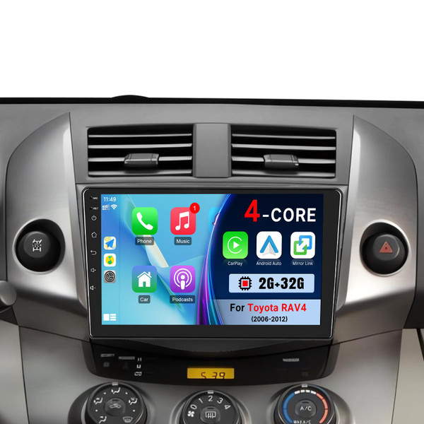 for Toyota RAV4 2006-2012 Radio(Non-J.B.L-Version) - KuTaiTai Car Stereo for RAV4 with Apple CarPlay Android Auto - 9 Inch IPS Touch Screen Head Unit for Toyota RAV4 with GPS WiFi BT SWC MIC