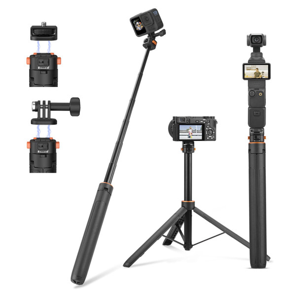 64in Pocket 3 Selfie Stick Tripod for GoPro Camera, Extendable Stand with Quick Release 1/4'' Screw Vlog for DJI Osmo Pocket 3 Action 5 Pro 4 3 for Insta360 X4 X3 X2 for AKASO DSLR Accessories 64in Pocket 3 Selfie Stick Tripod for GoPro Camera, Extendable Stand with Quick Release 1/4'' Screw Vlog for DJI Osmo Pocket 3 Action 5 Pro 4 3 for Insta360 X4 X3 X2 for AKASO DSLR Accessories