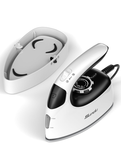 Sundu Small Iron for Clothes with Steam,Travel Iron Portable Non-Stick Soleplate Steamer for Quilting & Sewing,300 Microsteam Holes,90ml Water Tank,Lockable Safety Base
