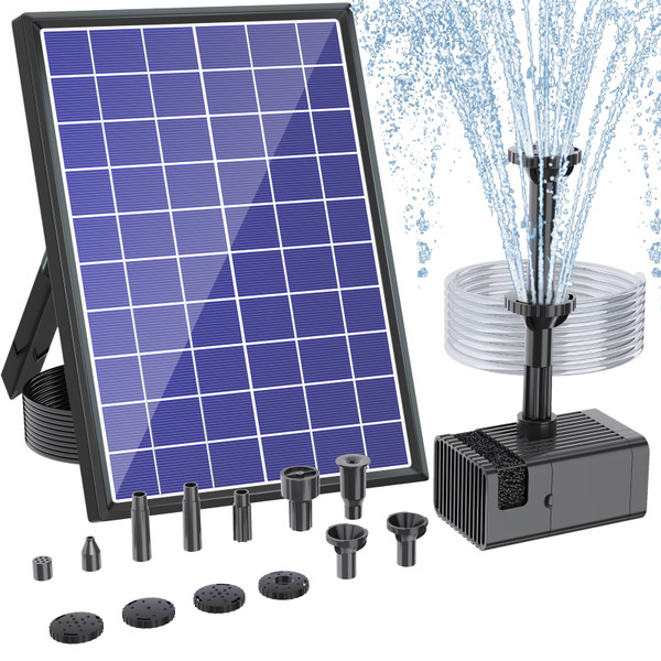 Antfraer Solar Fountain Pump for Bird Bath, 6.5W Solar Fountain with Dry-Run Protection, Solar Water Fountain with Double-Layer Nozzles & 5Ft Tubing for Small Pond Bird Bath Garden DIY Water Feature Antfraer Solar Fountain Pump for Bird Bath, 6.5W Solar Fountain with Dry-Run Protection, Solar Water Fountain with Double-Layer Nozzles & 5Ft Tubing for Small Pond Bird Bath Garden DIY Water Feature