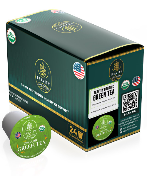 Organic Green Tea Pods for Keurig - Unsweetened Green Tea for K Cup Machines by Teavity (24 Tea Pods) Organic Green Tea Pods for Keurig - Unsweetened Green Tea for K Cup Machines by Teavity (24 Tea Pods)