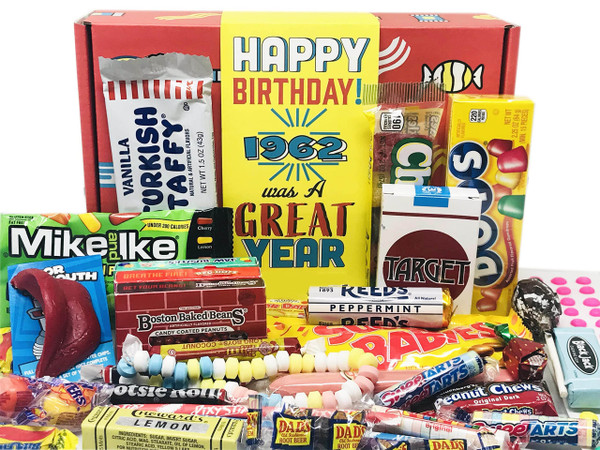 RETRO CANDY YUM ~ 1962 64th Birthday Gift Box Nostalgic Candy Mix from Childhood for 64 Year Old Man or Woman Born in 1962 Jr