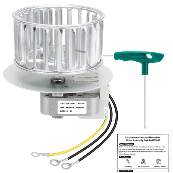 69355000/S69355000 Replacement Heat Motor Assembly for 9012, 9013, 9093, 9605, 9665 – High Airflow, Low Noise, Easy Installation Bathroom Fan Motor, Durable & Energy-Efficient