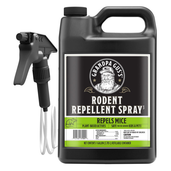 Grandpa Gus's Rodent Repellent Spray with Sprayer, Natural Peppermint & Cinnamon Oils Repel Mice and Stop Rats, 1 Gallon (Pack of 1) Grandpa Gus's Rodent Repellent Spray with Sprayer, Natural Peppermint & Cinnamon Oils Repel Mice and Stop Rats, 1 Gallon (Pack of 1)