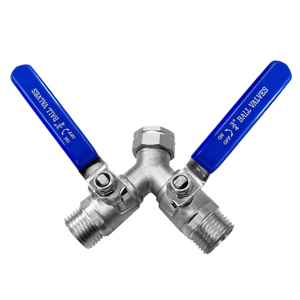 YSIL Garden Hose Splitter 3/4" GHT Thread 2 Way Heavy Duty Y Valve Water Hose Splitter 304 Stainless Steel Water Garden Hose Adapter With Long Handle