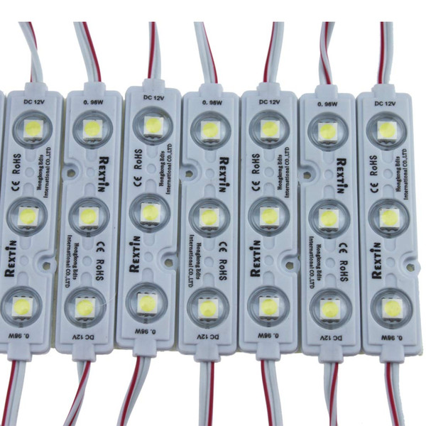 REXTiN Super Bright 200pcs 3 LED Module RED 5050 SMD 66-72LM Each Module Waterproof Decorative Light for Letter Sign Advertising Signs with Tape Adhesive Backside 3 Years Warranty