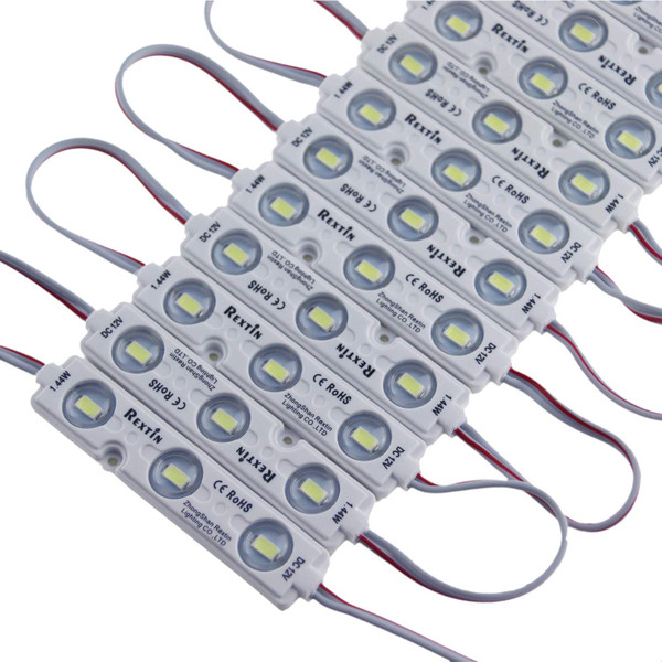 REXTiN Super Bright 200pcs 3 LED Module Green 5630 5730 SMD 40-45LM Per led Waterproof Decorative Light for Letter Sign Advertising Signs with Tape Adhesive Backside