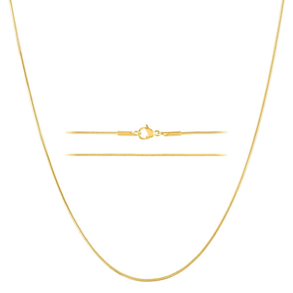 KISPER 24k Gold Snake Chain Necklace – Thin, Dainty, Gold Plated Stainless Steel Jewelry for Women & Men with Lobster Clasp, 30"