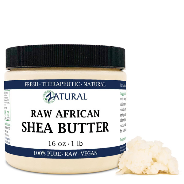 Zatural Raw Naturally Grown Shea Butter-100% Pure, Virgin, Unrefined, Raw Ivory Shea Butter from (16 Ounce)