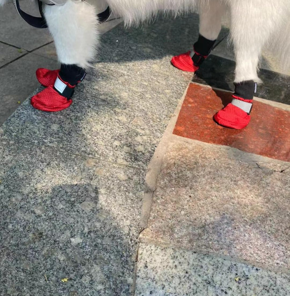 LONSUNEER Winter Paw Protector Dog Boots for Large Dogs, Waterproof Dog Booties, Dog Shoes Soft Sole and Nonslip Set of 4 Color Red Size Large