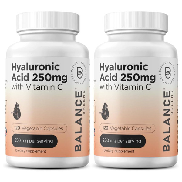 Pure Hyaluronic Acid Supplement 250mg with Vitamin C 50mg, 120 Vegan Capsules - Skin Hydration for Natural Glow, Hair, Nails, Bone & Joint Health Formula Pure Hyaluronic Acid Supplement 250mg with Vitamin C 50mg, 120 Vegan Capsules - Skin Hydration for Natural Glow, Hair, Nails, Bone & Joint Health Formula