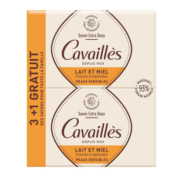 ROGE CAVAILLES Savon Surgras Extra-Doux Lait de Miel (Lot de 3 + 1 OFFERT) ROGE CAVAILLES Savon Surgras Extra-Doux Lait de Miel (Lot de 3 + 1 OFFERT)