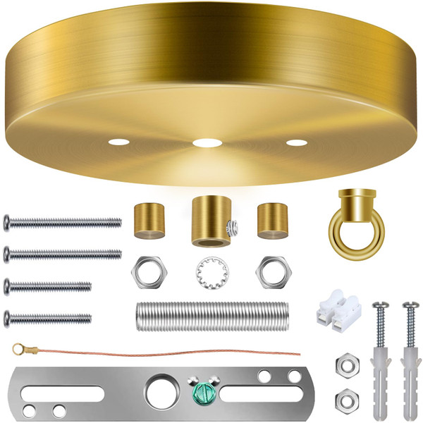 MAYOMAJO Upgraded 5-1/8 Inches Light Canopy Kit with Heavy Duty Replacement Ceiling Cover Plate & Mounting Hardware for Lighting Fixtures Chandelier Pendant Lamp or DIY Project (Brass)