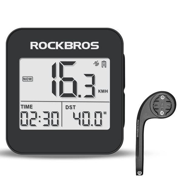 ROCKBROS GPS Bike Computer with Mount, Cycling Computer with Automatic Backlight, Bicycle Odometer IPX6 Waterproof and 600mAH Battery Large Display Screen