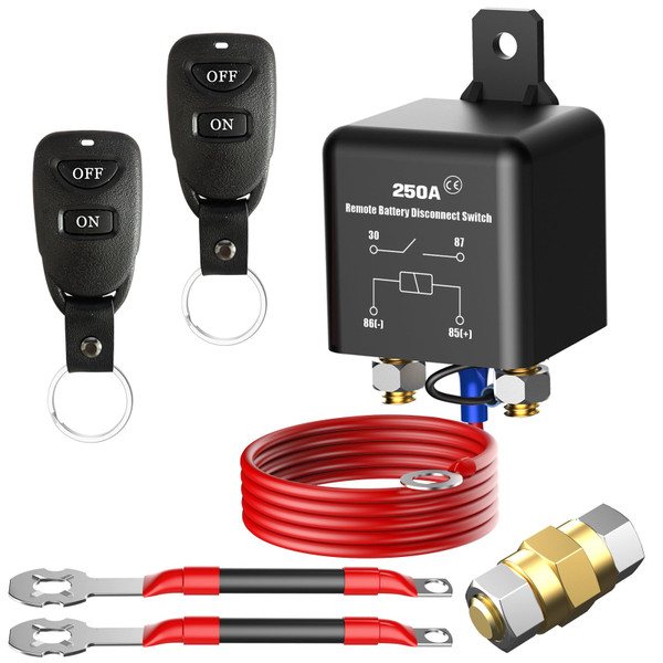 Side Post Remote Battery Disconnect Switch 12v, 250A, Upgrade Prevent Battery Drain, Easy Installation, Secure Protection for Cars, RVs, Boats, and More