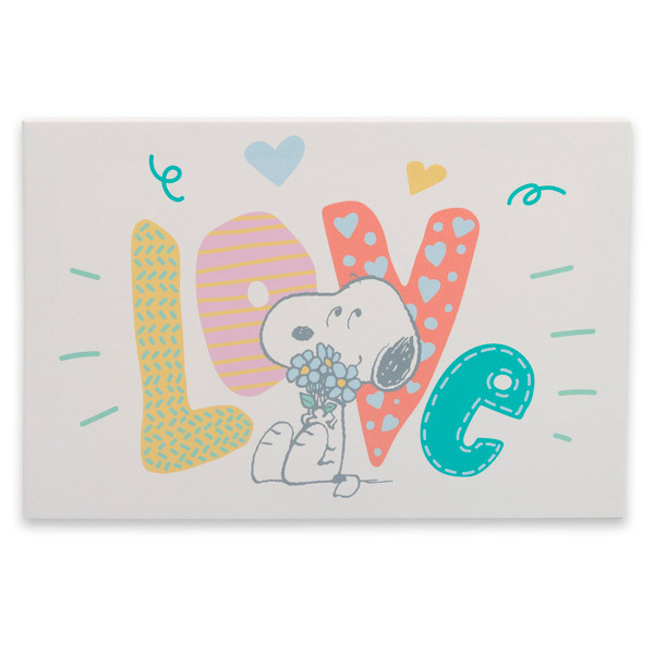 Open Road Brands Peanuts Snoopy Love Gallery Wrapped Canvas Wall Decor - Adorable Snoopy Wall Art for Kids' Bedroom or Nursery
