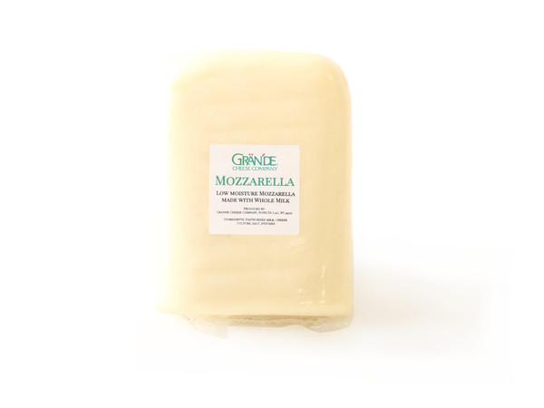 Grande Cheese Company Whole Milk Mozzarella Cheese | 3.25 lb Half-Loaf | Low Moisture | Perfect for Pizza, Pasta & More