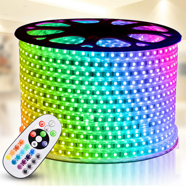 IEKOV RGB LED Strip Light, AC 110-120V Flexible/Waterproof/Multi Colors/Multi-Modes Function/Dimmable SMD5050 LED Rope Light with Remote for Home/Office/Building Decoration (65.6ft/20m)
