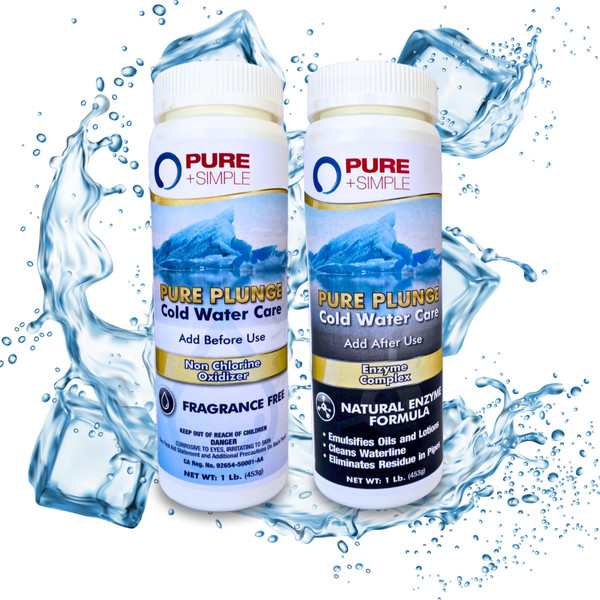 Pure Plunge Cold Water Care | Oxidizer & Enzyme Cleaner Pack | 2-Step Treatment for Ice Plunge Tubs & Ice Baths | Fragrance-Free, Clear, Fresh Water | 1 lb Each (Set of 2) Pure Plunge Cold Water Care | Oxidizer & Enzyme Cleaner Pack | 2-Step Treatment for Ice Plunge Tubs & Ice Baths | Fragrance-Free, Clear, Fresh Water | 1 lb Each (Set of 2)