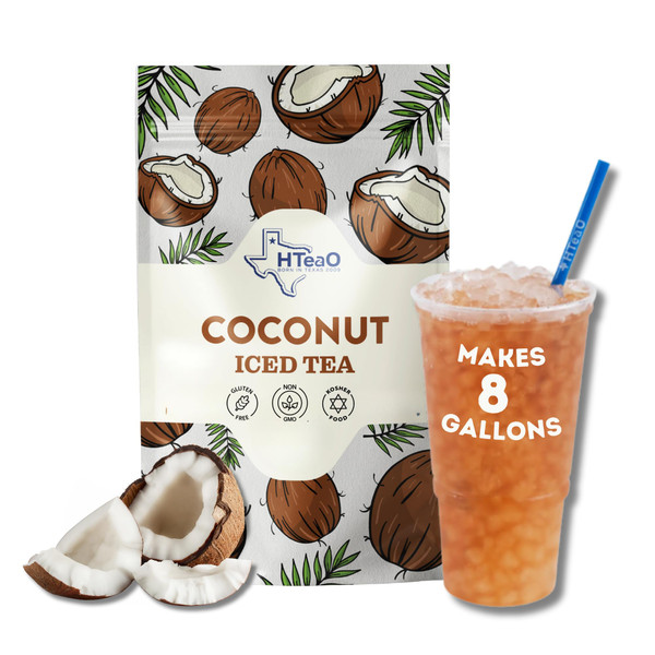 HTeaO Coconut Iced Tea Bags – Makes 8 Gallons in 5 Minutes – Large Loaded Tea Sachets for Parties, Family Gatherings, & Groups – Texas-Style Ice Tea Packets for Quick Brew (16-Count)
