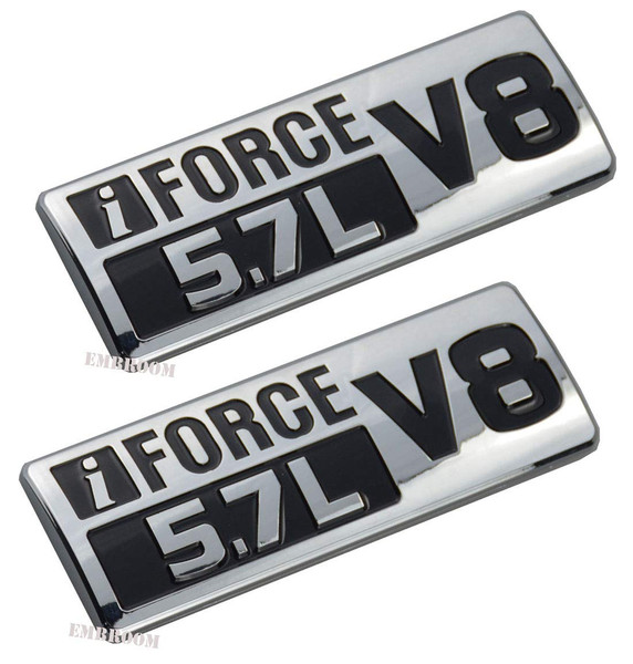 2pcs IFORCE 5.7L V8 Badge Side Emblem, 3D Door Badge NamePlate Decals Stickers Replacement for IFORCE (Chrome Black)