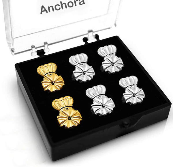 Anchora Original Magic Earring Backs for Droopy Ears | Earrings Lifters for Heavy Earring | Earlobe Secure Clear Miracle | Fits Standard 20G / 0.8mm Posts ONLY (2 Silver 1 Gold)
