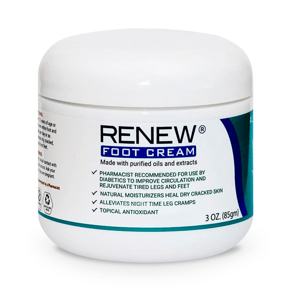 RENEW FOOT CREAM KPW Laboratories for Dry Cracked Heels - All-Natural Foot Care for Women and Men, Hydrating Foot Cream for Dry Feet to Promote Circulation