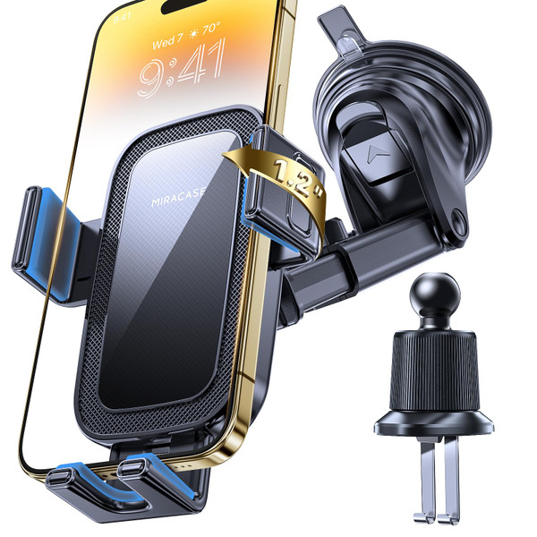 Miracase 3-in-1 Car Phone Holder Mount, Universal Cell Phone Holders for Your Car Dashboard Air Vent Windshield Compatible with iPhone 16 15 14 13 12 11 Pro Max Xs XR X, Gray