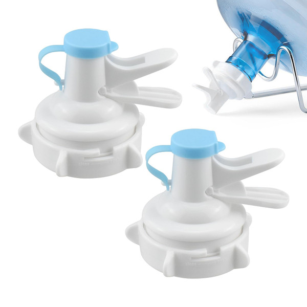 ZIUZI 5 Gallon Water Dispenser Valve, Water Jug Cap Bottle Spout Reusable, Plastic Spigot Faucet Nozzle for 55mm Jugs and Bottles with Non-Threaded Crown Tops, 2 Pack