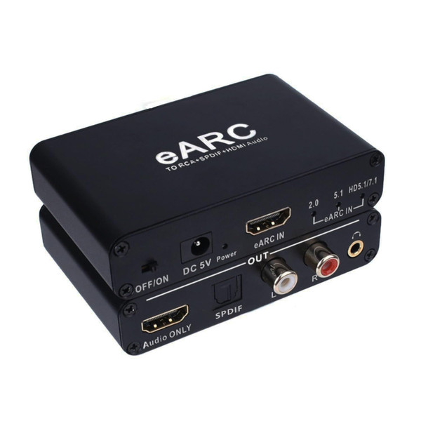 Alanph HDMI eARC/ARC to HDMI, RCA R/L, Optical, 3.5mm Audio Converter, eARC/ARC Audio Converter Extractor/Adapter
