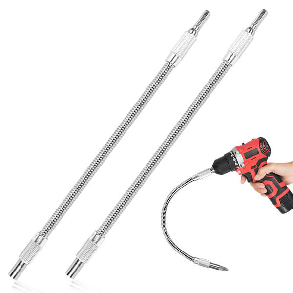 Flexible Drill Bit Extension, 11.7 inch Super Bit Screwdriver Extension, 1/4” Hex Shank Bendable Drill Bit Extension for Tight Spaces, Home Repairs (2 Pack)
