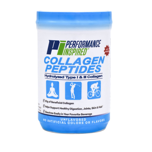 PERFORMANCE INSPIRED Nutrition Hydrolyzed Collagen Peptides Powder – 18g Protein – Type I & III Collagen – Joint, Skin, Nails & Digestive Support – All Natural – Unflavored
