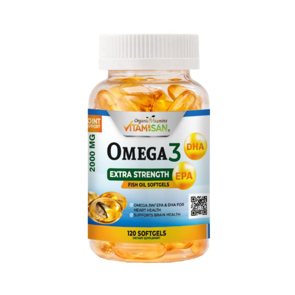 Organic Vitamins súper Omega 3 Ultra Pure Fish Oil Concentrate, EPA & DHA Triple Strength, Omega 3 Fatty acids, Burpless 120 softgels Organic Vitamins súper Omega 3 Ultra Pure Fish Oil Concentrate, EPA & DHA Triple Strength, Omega 3 Fatty acids, Burpless 120 softgels