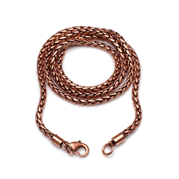 100% Oxidized Copper Chain Necklace Pure Copper Wheat Chain Solid jewelry Chain Gift for Unisex (18 Inches)