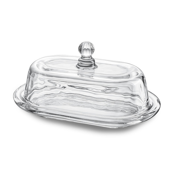 7 inch Glass Butter Dish with Lid, Clear Covered Butter Dish for Countertop, Elegant Butter Holder for Kitchen Dining Table Decor