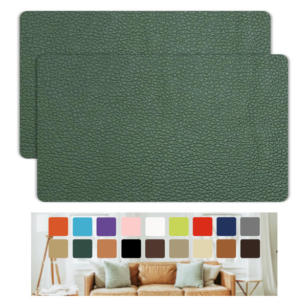 Deep Green Leather Repair Patch for Furniture, 8" x 12" Self Adhesive Vinyl Leather Repair Kit for Couches, Handbags, Jackets, Car Seat, 2 Pcs