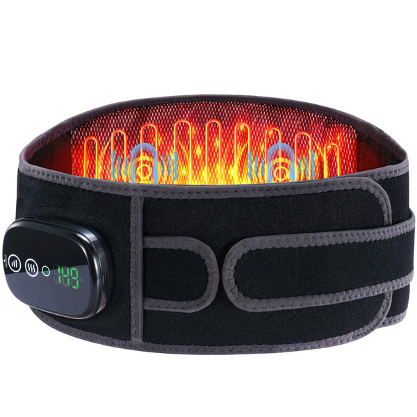 Heating Pad for Back, Cordless Lower Back Massager with Heat, Electric Heating Pad Wrap for Period Cramps Lower Back Neck Shoulders, 3 Heating Levels & 3 Massage Modes, Birthday Gifts for Women Men