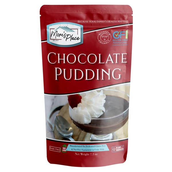 Mom's Place Gluten-Free & Dairy-Free Creamy Chocolate Pudding Mix, A Delicious and Versatile Dessert for Pies, Trifles, and More – Quick and Easy to Prepare, Gluten Free, Dairy Free, & Nut Free, 7.1 oz.
