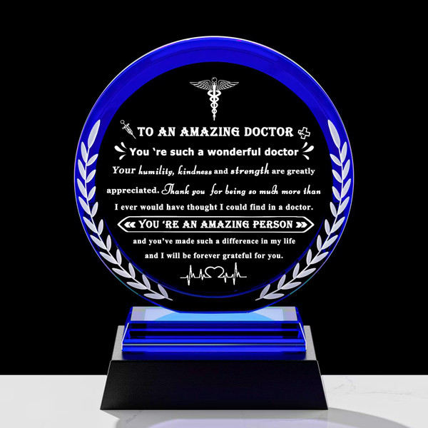 Doctor Appreciation Gifts for Women Men - Crystal Plaque Keepsakes with Light Base - Best Thank You Doctors Gift for Doctors' Day Birthday Christmas Thanksgiving Grateful Dr. Decor For Female Friend