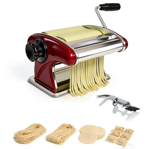 XINGYUEXUAN Pasta Maker Machine- Stainless Steel Manual Noodle Maker with 2mm/4mm Cutters, Hand Crank for Homemade Spaghetti & Fettuccine