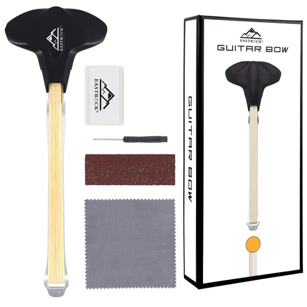 EASTROCK Guitar Bow, 2-in-1 Real Horsehair Guitar Bow for Acoustic, Create Violin & Cello-Like Sounds, Christmas Birthday Gift for Guitar Player and Music Lover, Long Black