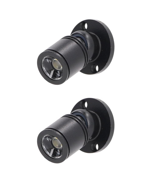 KONPWAY Dimmable 12V LED Mini Spotlights for Display - 1.5W Warm White 3000K, Tiny Spotlights for Displays with Dimmer, Black - Pack of 2