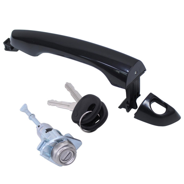 MOTOKU Front Left Black Exterior Door Handle and Door Lock Cylinder Kit for Hyundai Elantra 2017-2020 Driver Side w/ 2 Keys