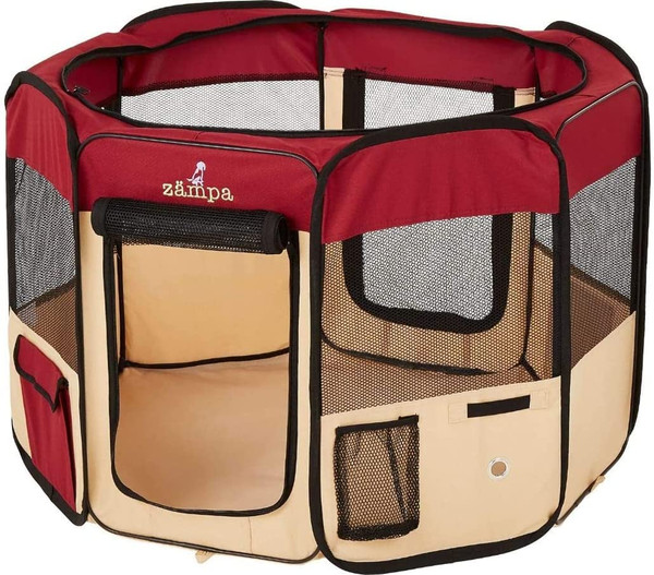 Zampa Pop Up Portable Large 61"x61"x30" Playpen for Dog and Cat, Foldable | Indoor/Outdoor Pen & Travel Pet Carrier + Carrying Case